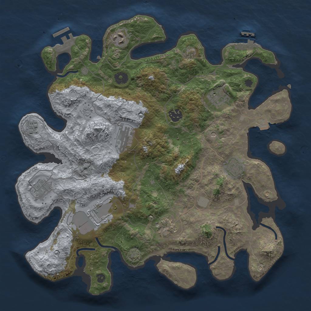 Rust Map: Procedural Map, Size: 3550, Seed: 962127507, 17 Monuments