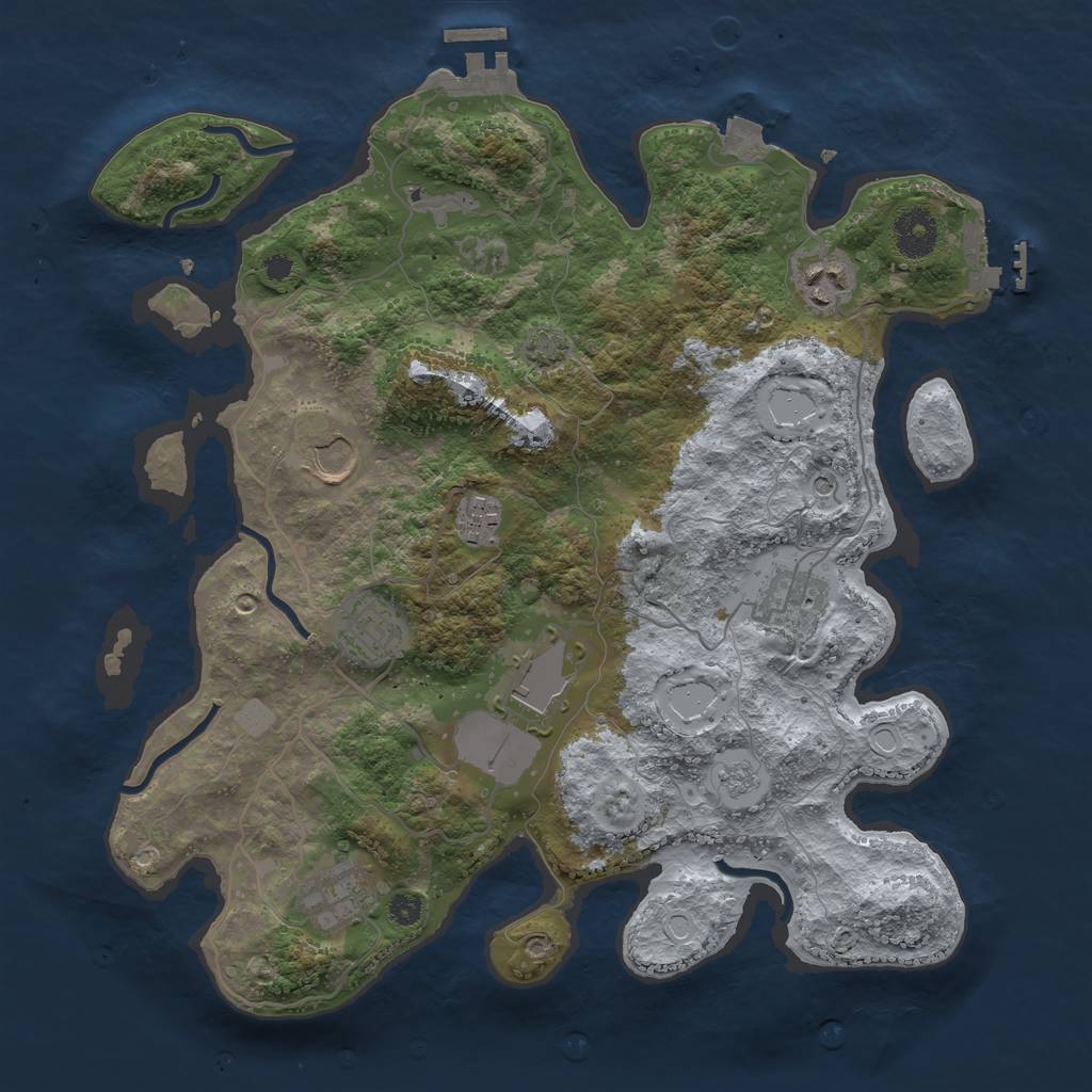 Rust Map: Procedural Map, Size: 3500, Seed: 1760784444, 15 Monuments