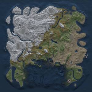 Thumbnail Rust Map: Procedural Map, Size: 4750, Seed: 21474, 16 Monuments