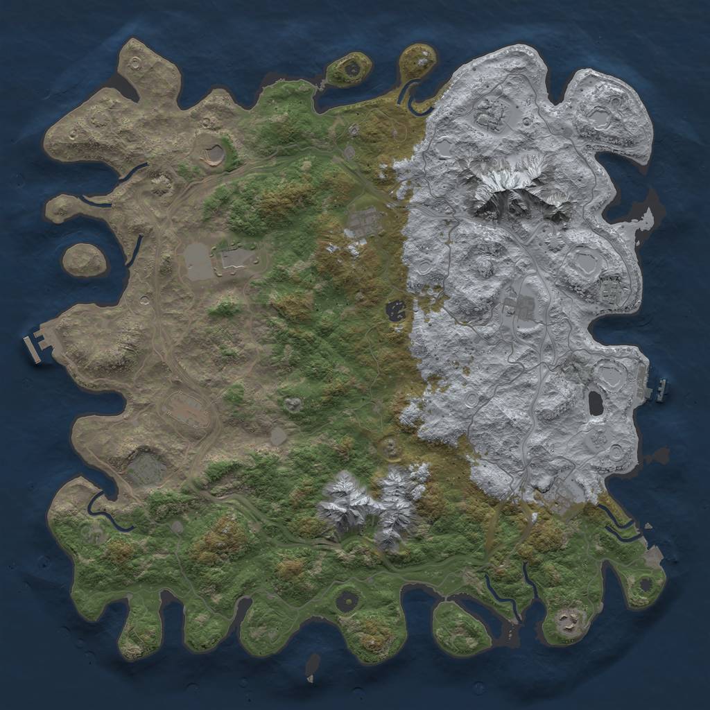 Rust Map: Procedural Map, Size: 5000, Seed: 1592443175, 19 Monuments