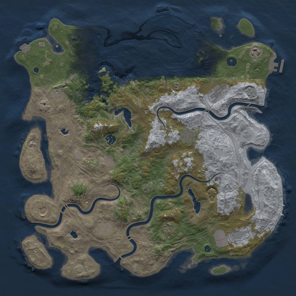 Rust Map: Procedural Map, Size: 4500, Seed: 65084221, 17 Monuments