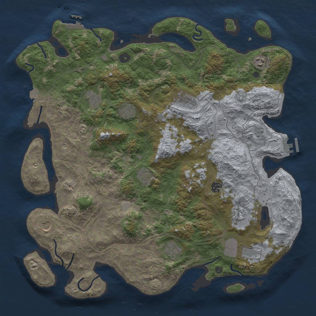 Rust Map: Procedural Map, Size: 4500, Seed: 65084221, 19 Monuments