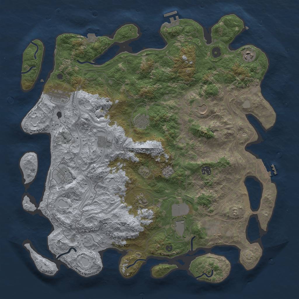 Rust Map: Procedural Map, Size: 4500, Seed: 1239922618, 19 Monuments