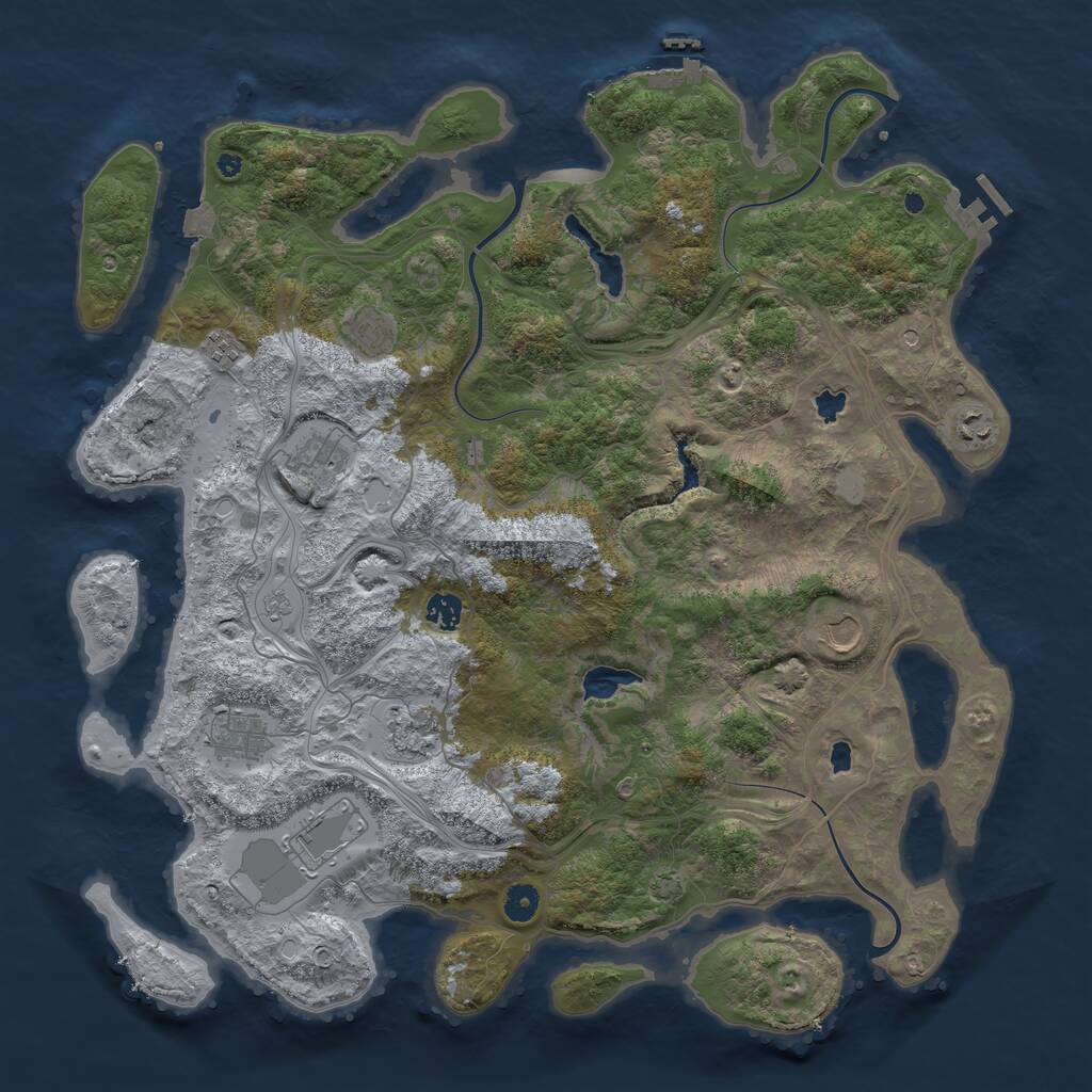 Rust Map: Procedural Map, Size: 4500, Seed: 1239922618, 15 Monuments