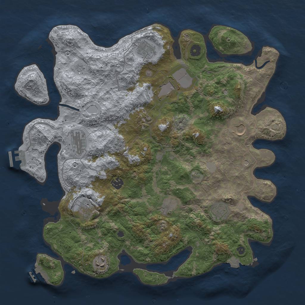 Rust Map: Procedural Map, Size: 4000, Seed: 46933, 19 Monuments