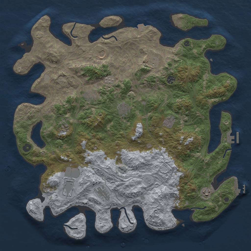 Rust Map: Procedural Map, Size: 4500, Seed: 184718466, 19 Monuments