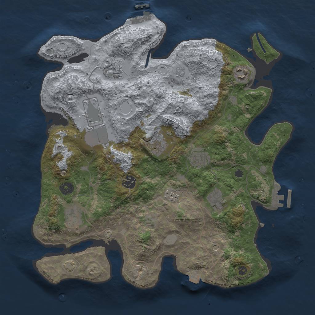 Rust Map: Procedural Map, Size: 3500, Seed: 539411409, 17 Monuments