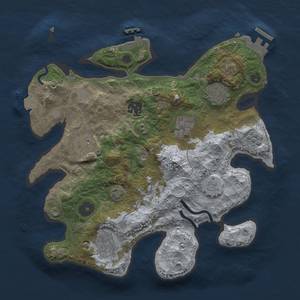 Thumbnail Rust Map: Procedural Map, Size: 3000, Seed: 555857627, 14 Monuments