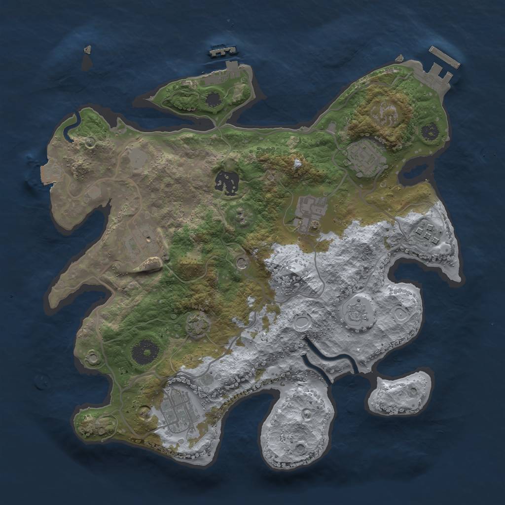 Rust Map: Procedural Map, Size: 3000, Seed: 555857627, 14 Monuments