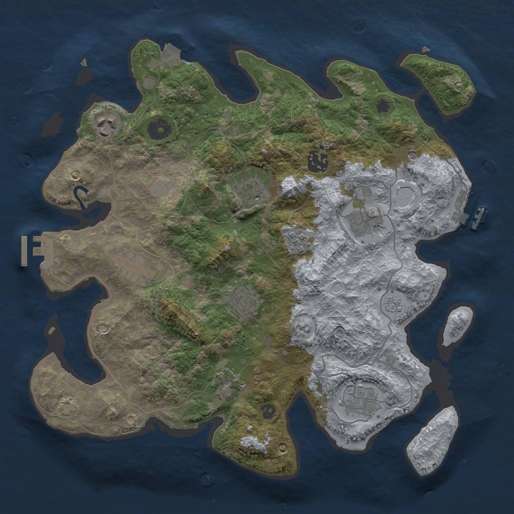 Rust Map: Procedural Map, Size: 3450, Seed: 1484783339, 17 Monuments