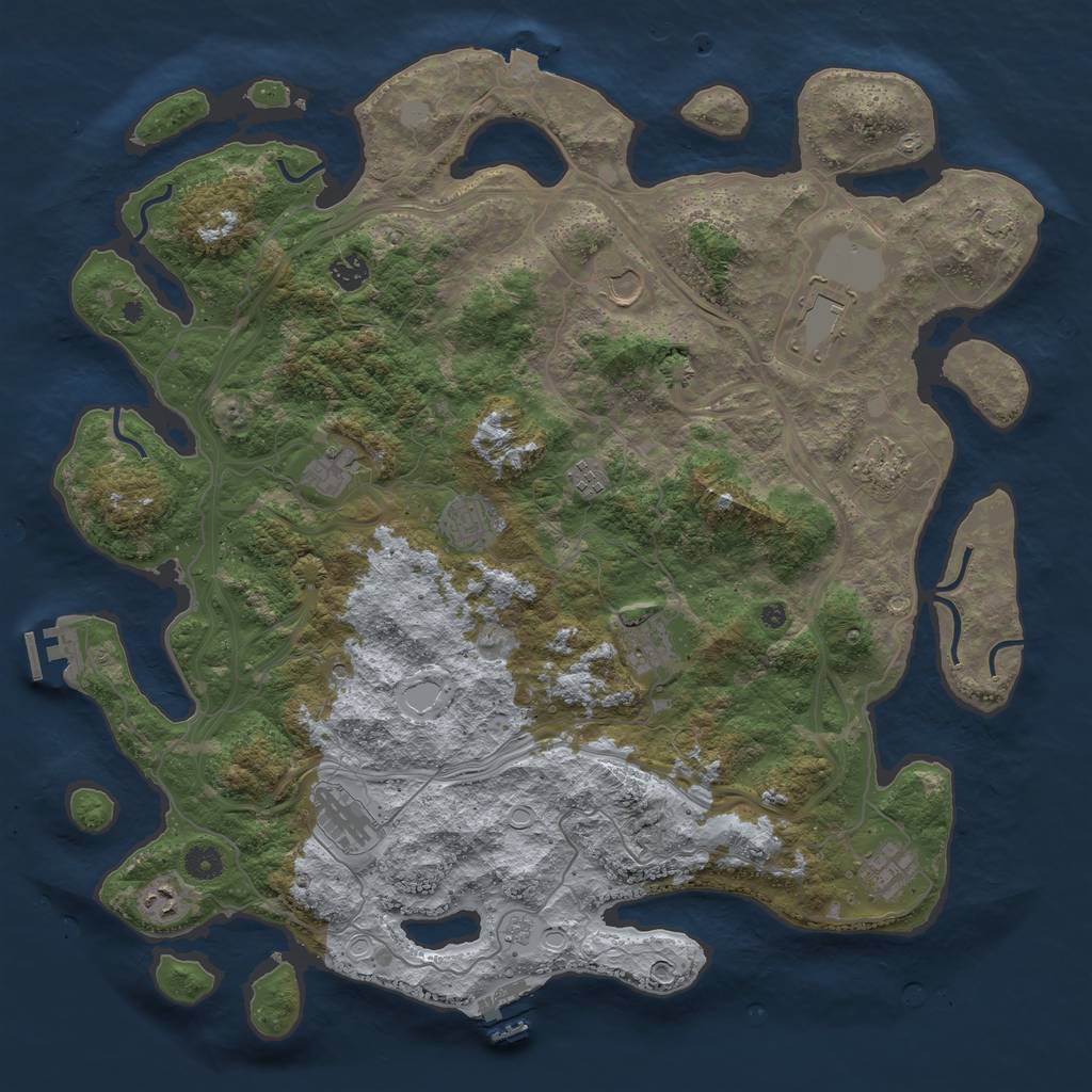 Rust Map: Procedural Map, Size: 4500, Seed: 1072868454, 19 Monuments