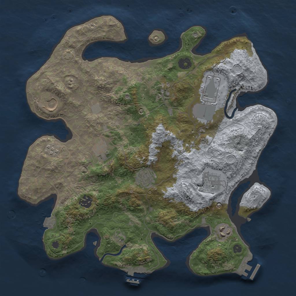 Rust Map: Procedural Map, Size: 3500, Seed: 2083549619, 16 Monuments