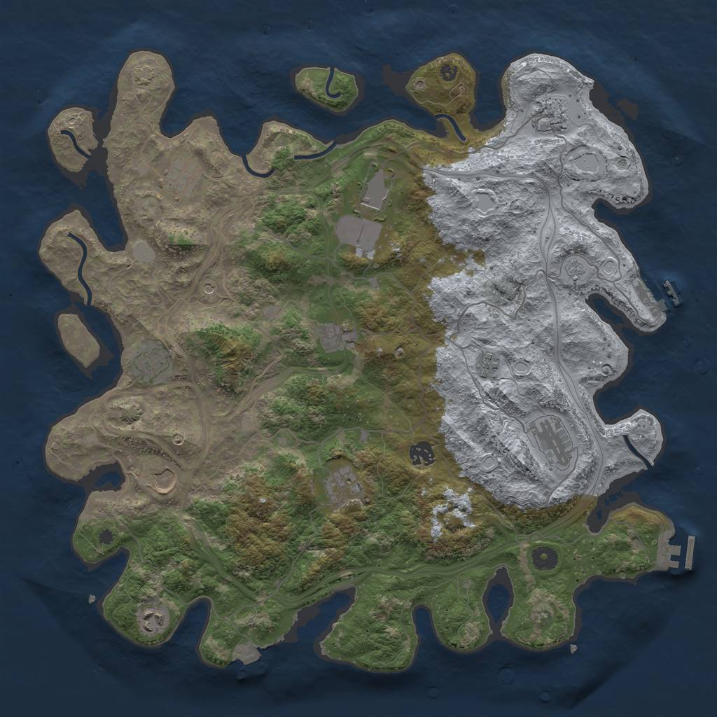 Rust Map: Procedural Map, Size: 4300, Seed: 939068445, 19 Monuments