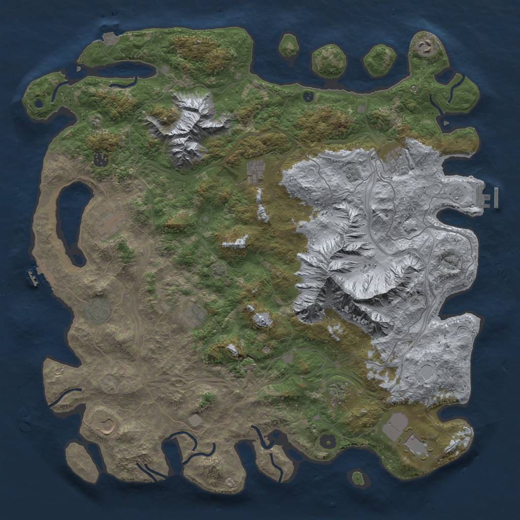 Rust Map: Procedural Map, Size: 5000, Seed: 1995415459, 19 Monuments