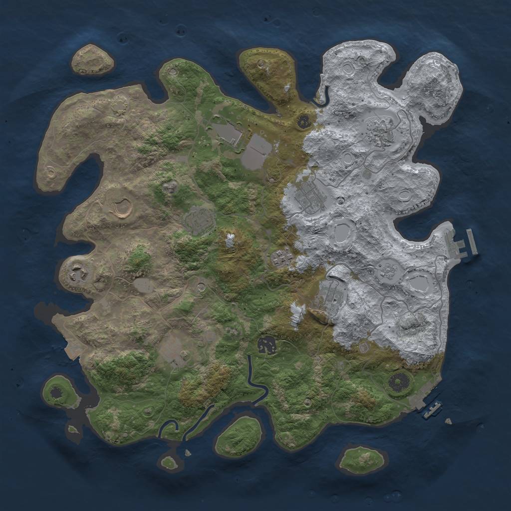 Rust Map: Procedural Map, Size: 3900, Seed: 198052551, 18 Monuments