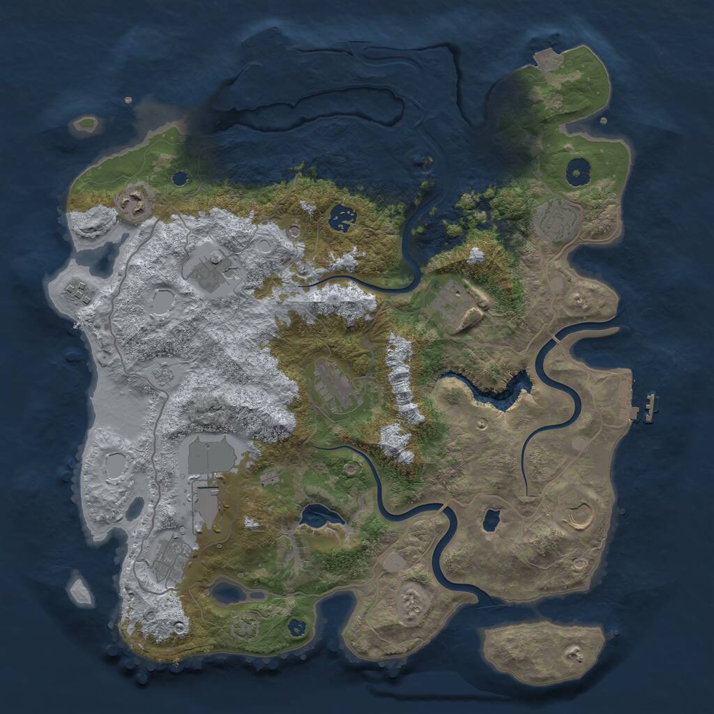 Rust Map: Procedural Map, Size: 4000, Seed: 500409144, 16 Monuments