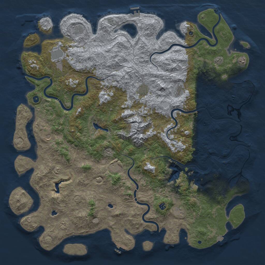 Rust Map: Procedural Map, Size: 6000, Seed: 759048674, 17 Monuments