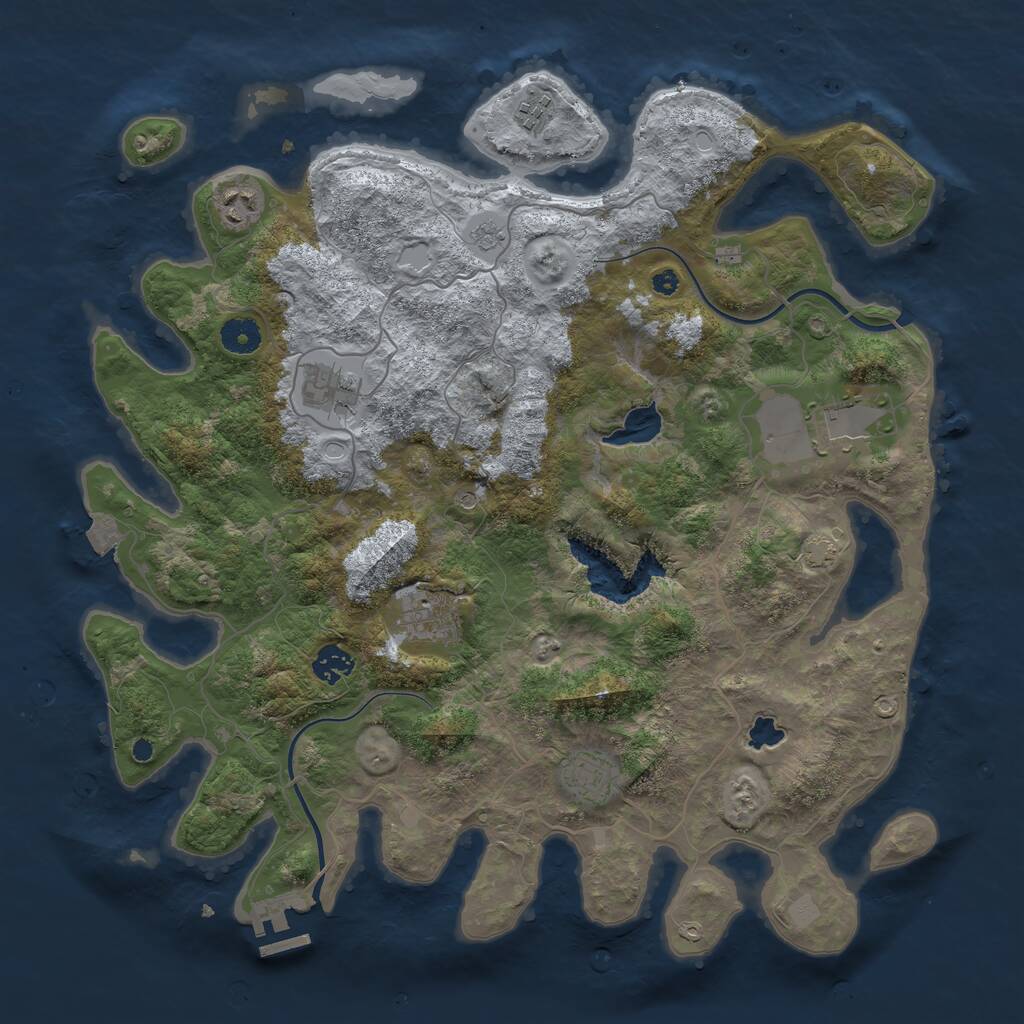 Rust Map: Procedural Map, Size: 4000, Seed: 5911278, 12 Monuments