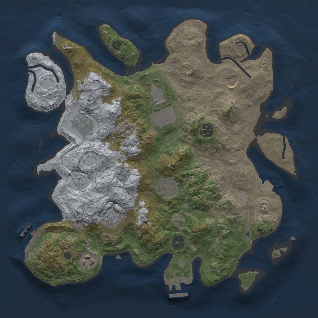 Rust Map: Procedural Map, Size: 3529, Seed: 418525840, 16 Monuments
