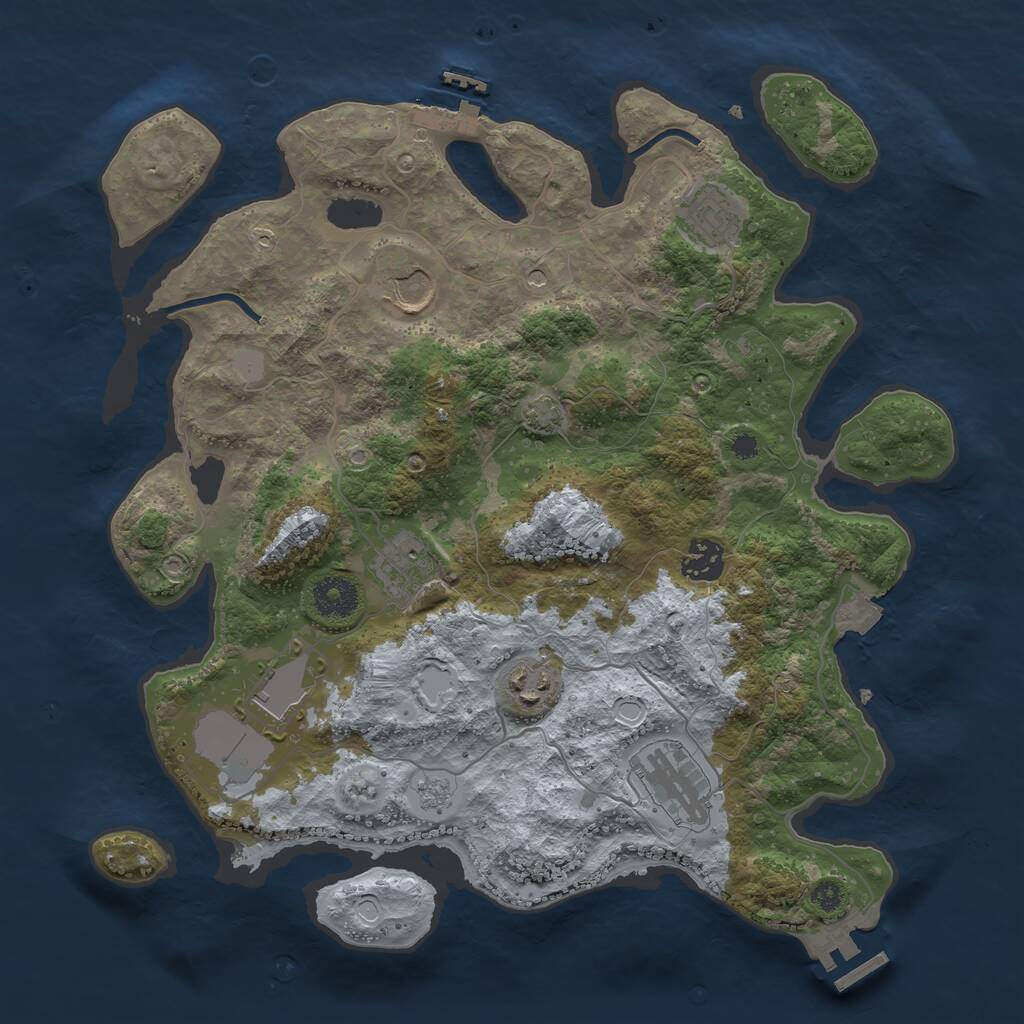 Rust Map: Procedural Map, Size: 3500, Seed: 47447686, 13 Monuments