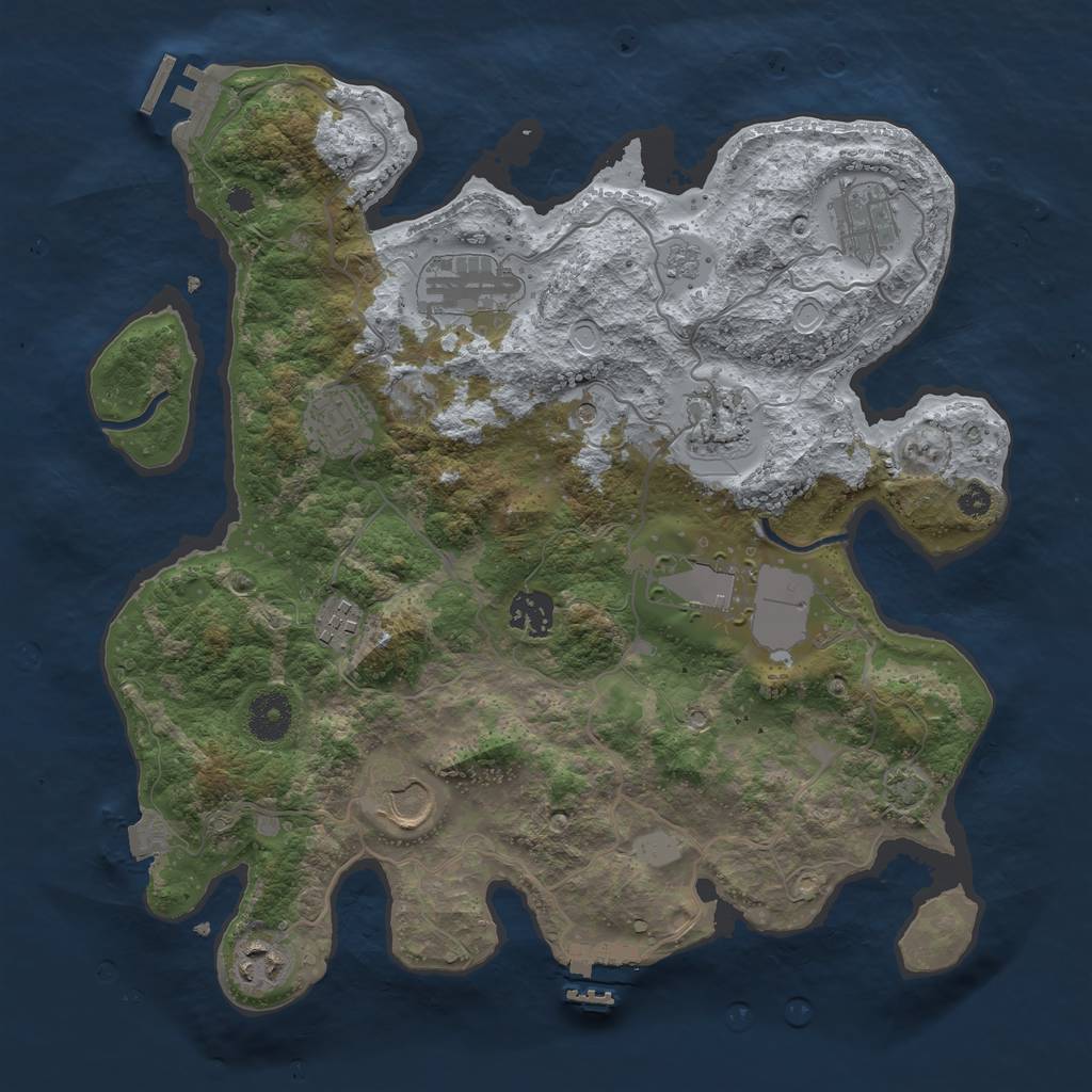 Rust Map: Procedural Map, Size: 3500, Seed: 756503182, 17 Monuments