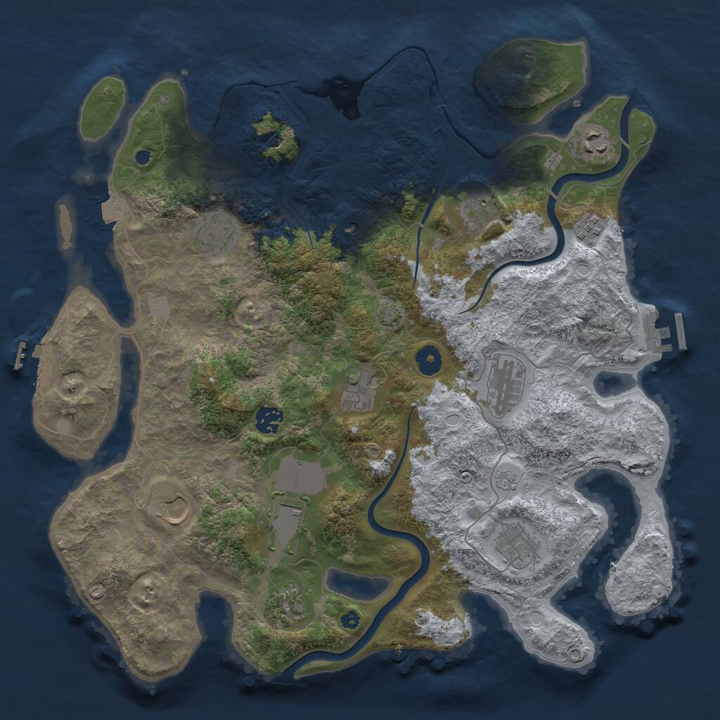Rust Map: Procedural Map, Size: 3900, Seed: 45028481, 17 Monuments