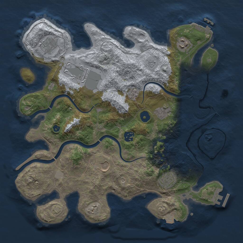 Rust Map: Procedural Map, Size: 3500, Seed: 566094010, 14 Monuments