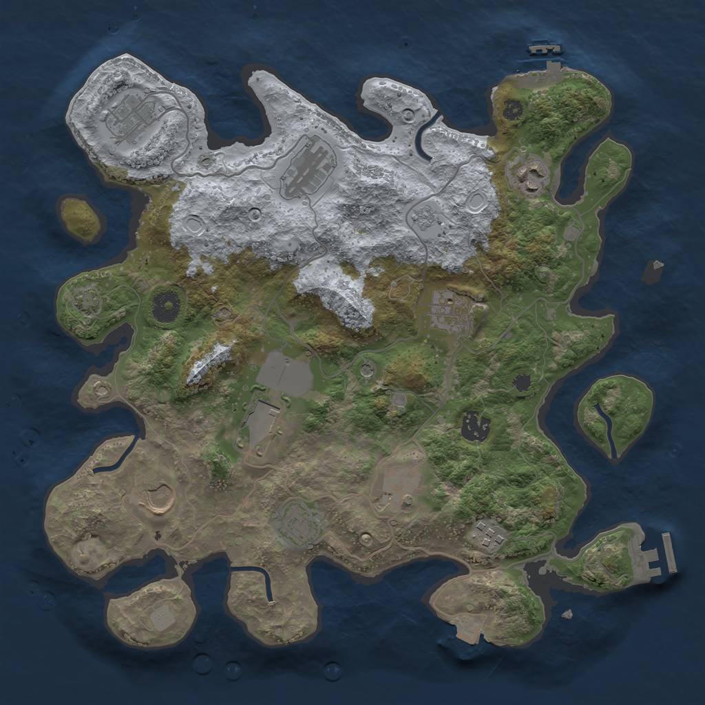 Rust Map: Procedural Map, Size: 3500, Seed: 566094010, 18 Monuments