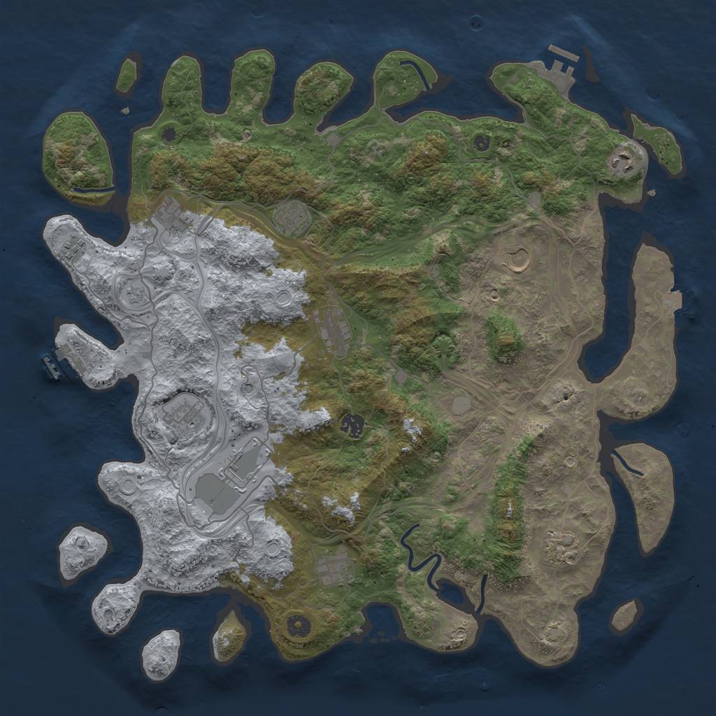 Rust Map: Procedural Map, Size: 4500, Seed: 4379580, 19 Monuments