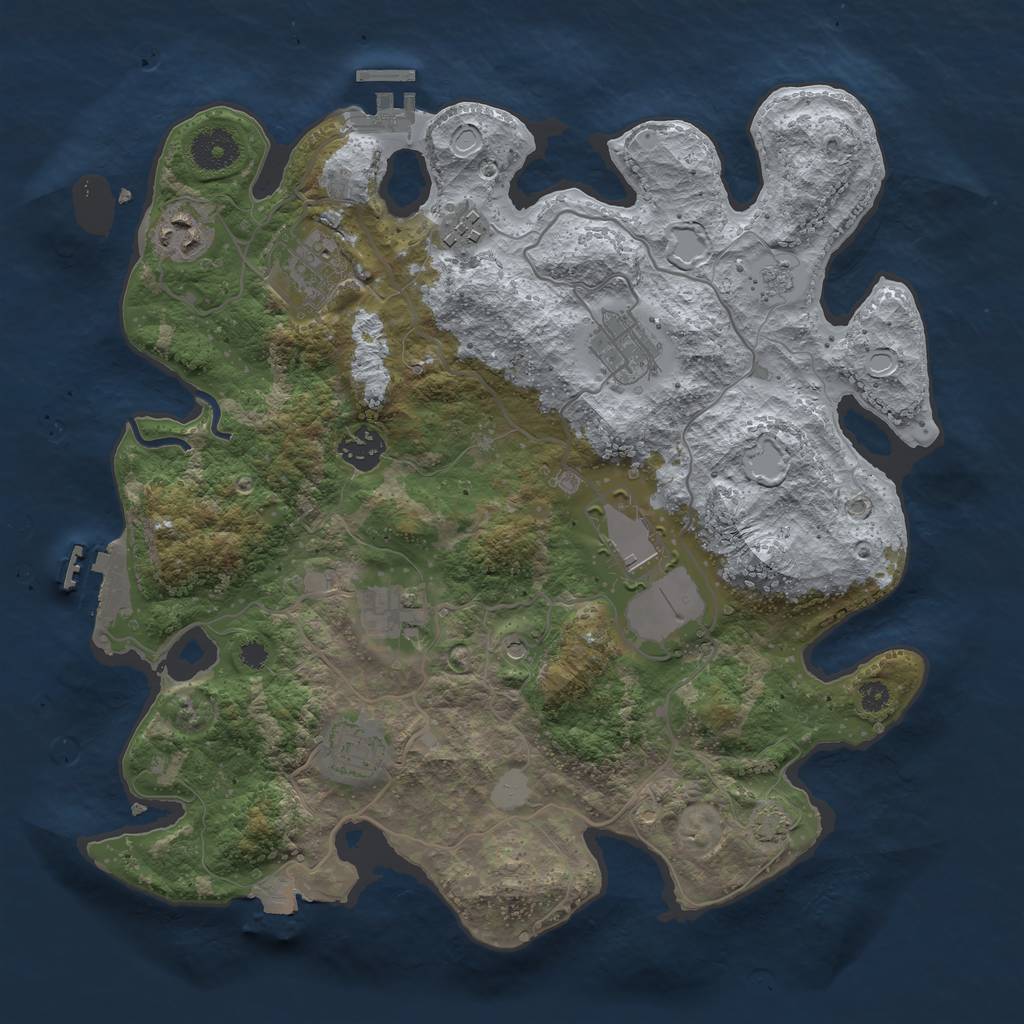 Rust Map: Procedural Map, Size: 3500, Seed: 2674, 16 Monuments