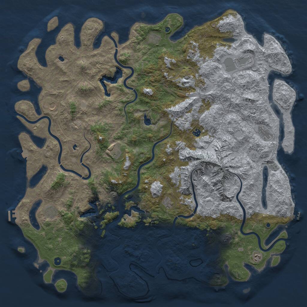 Rust Map: Procedural Map, Size: 6000, Seed: 81100, 17 Monuments