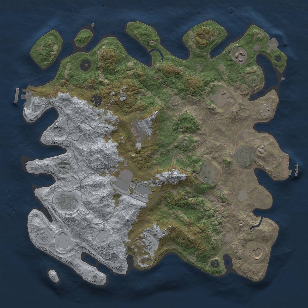 Rust Map: Procedural Map, Size: 4000, Seed: 710442613, 19 Monuments