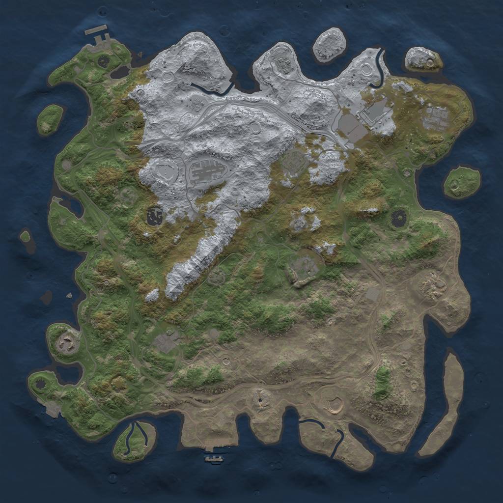 Rust Map: Procedural Map, Size: 4500, Seed: 1325737483, 19 Monuments