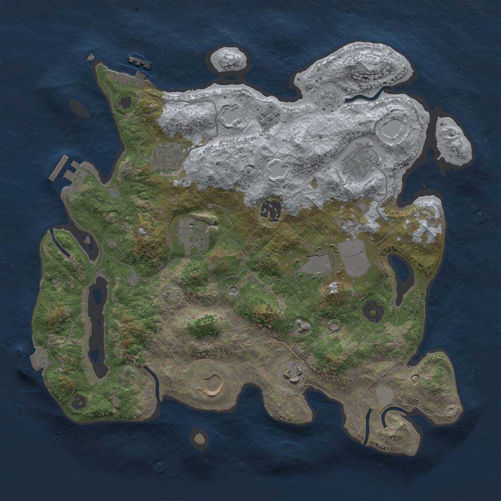 Rust Map: Procedural Map, Size: 3500, Seed: 470781412, 16 Monuments