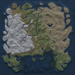 Thumbnail Rust Map: Procedural Map, Size: 6000, Seed: 655827659, 17 Monuments