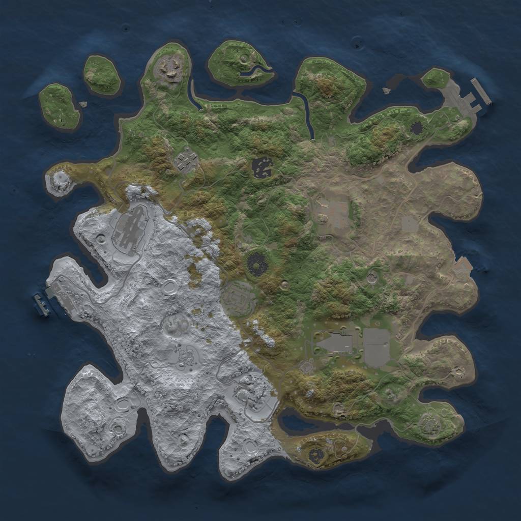 Rust Map: Procedural Map, Size: 3500, Seed: 333650721, 16 Monuments