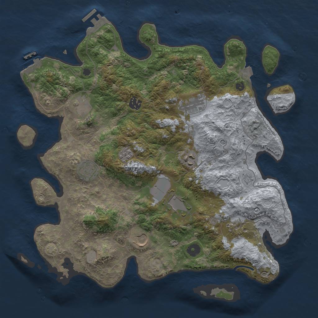 Rust Map: Procedural Map, Size: 3750, Seed: 18208, 17 Monuments