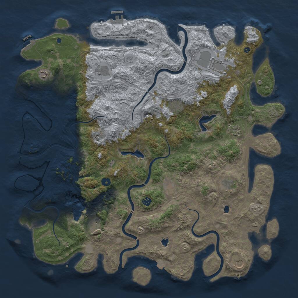 Rust Map: Procedural Map, Size: 4993, Seed: 234197, 17 Monuments