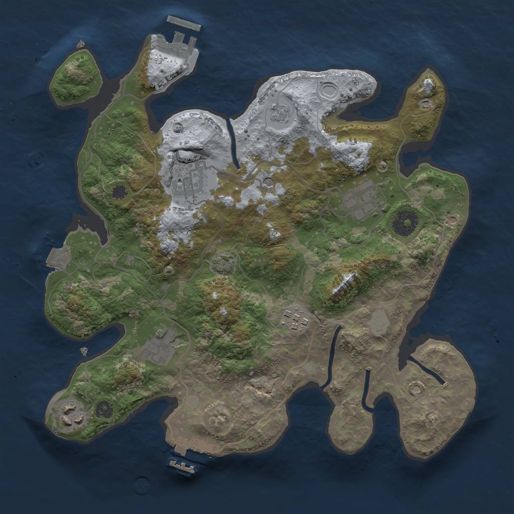 Rust Map: Procedural Map, Size: 3000, Seed: 1289979289, 13 Monuments
