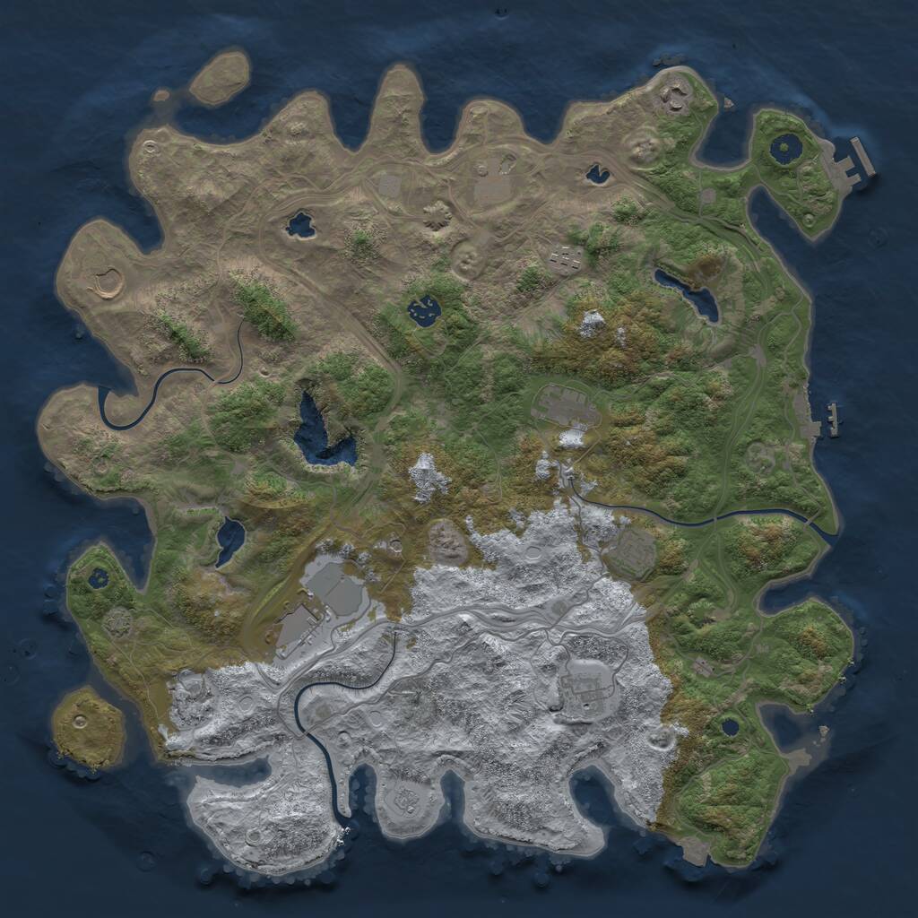 Rust Map: Procedural Map, Size: 4500, Seed: 1208930871, 16 Monuments