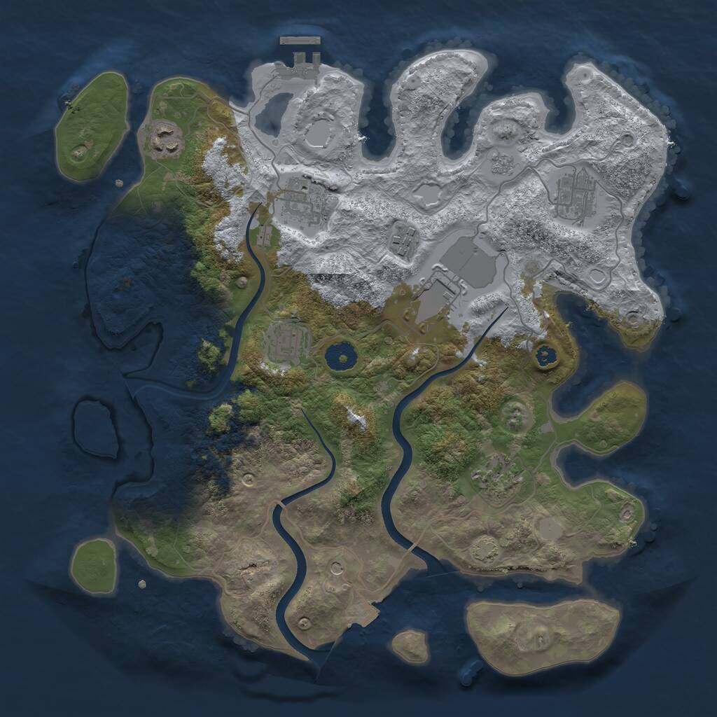 Rust Map: Procedural Map, Size: 3566, Seed: 740606430, 12 Monuments