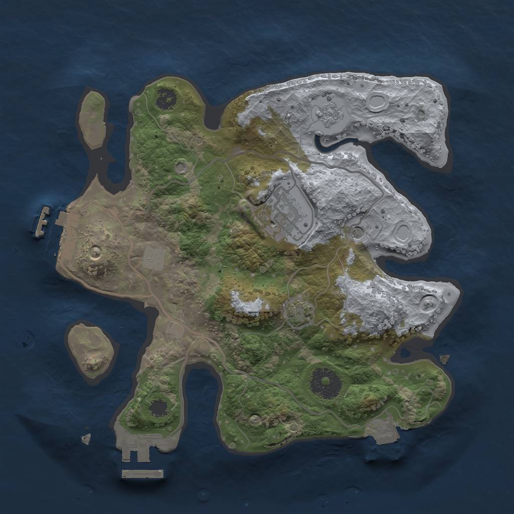 Rust Map: Procedural Map, Size: 2500, Seed: 845688362, 9 Monuments