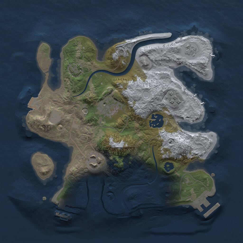 Rust Map: Procedural Map, Size: 2500, Seed: 845688362, 10 Monuments