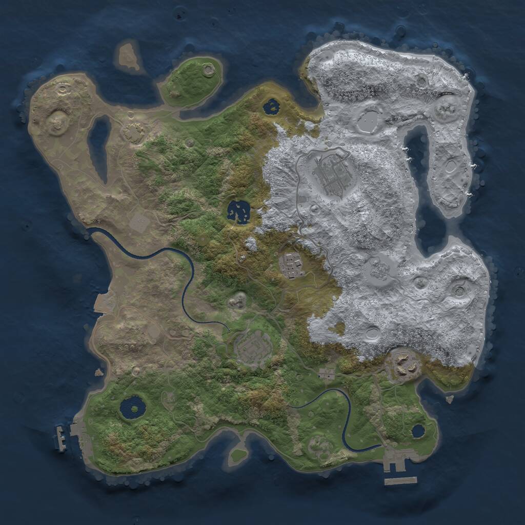 Rust Map: Procedural Map, Size: 3250, Seed: 679567449, 11 Monuments