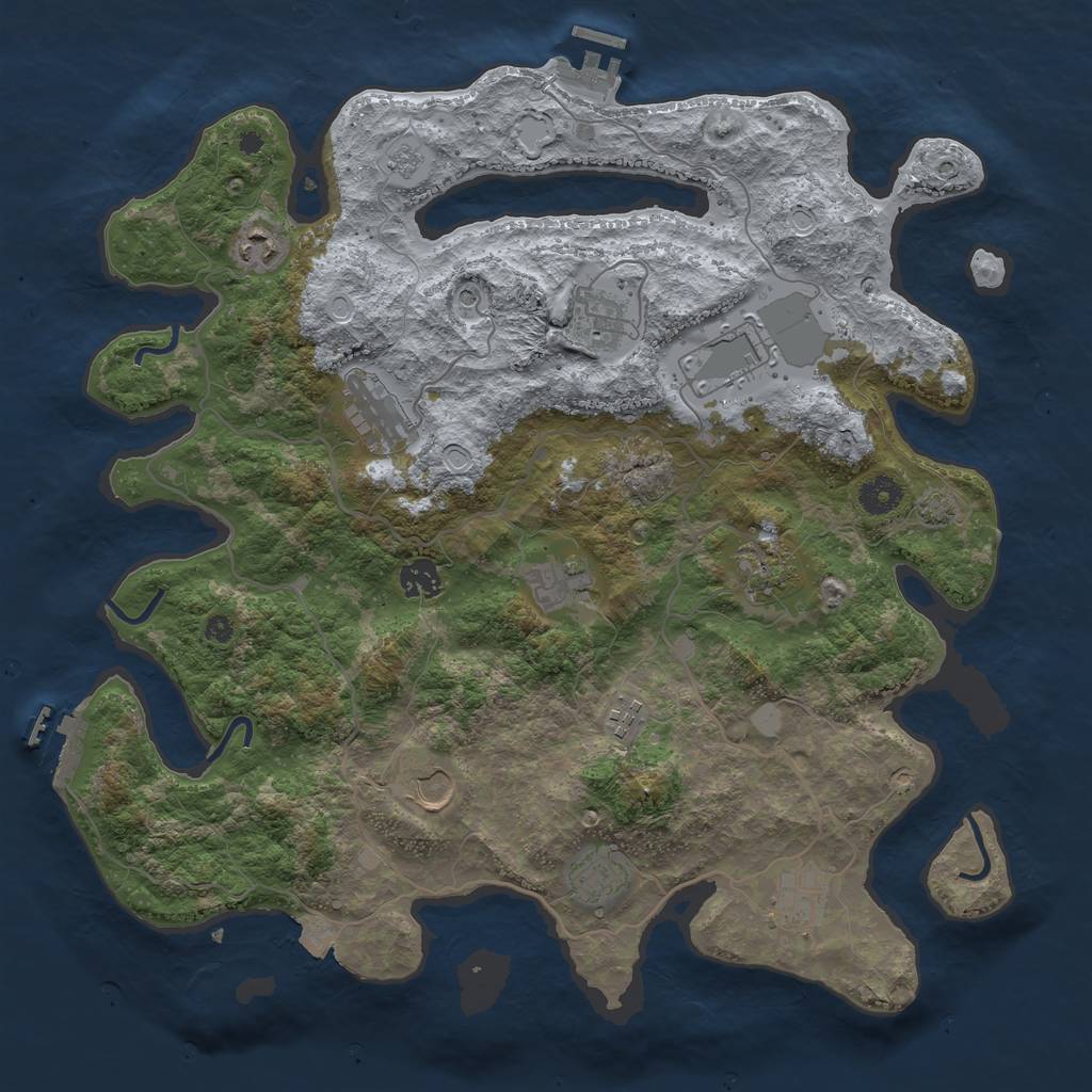 Rust Map: Procedural Map, Size: 4000, Seed: 999270239, 19 Monuments
