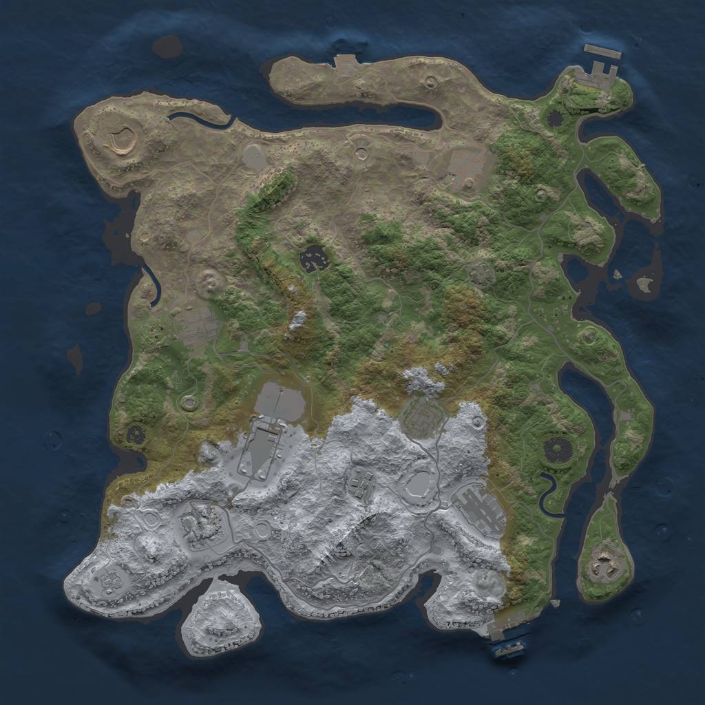 Rust Map: Procedural Map, Size: 3800, Seed: 44450026, 18 Monuments