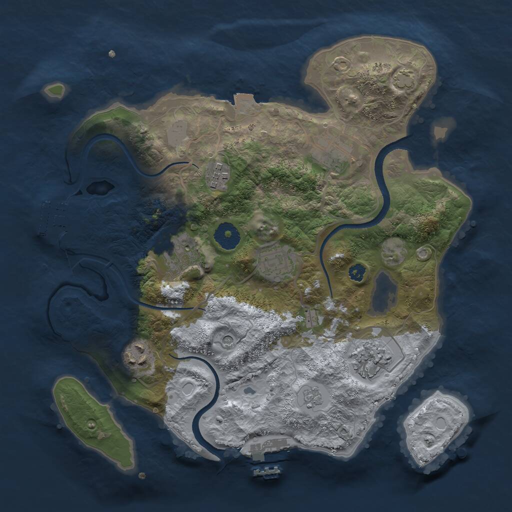 Rust Map: Procedural Map, Size: 3000, Seed: 81364, 12 Monuments