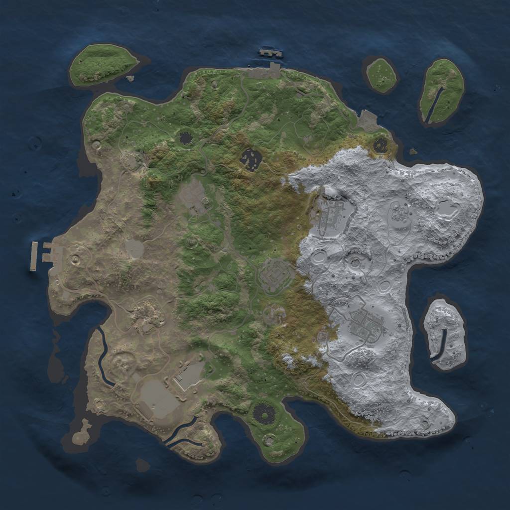 Rust Map: Procedural Map, Size: 3500, Seed: 1280881875, 15 Monuments