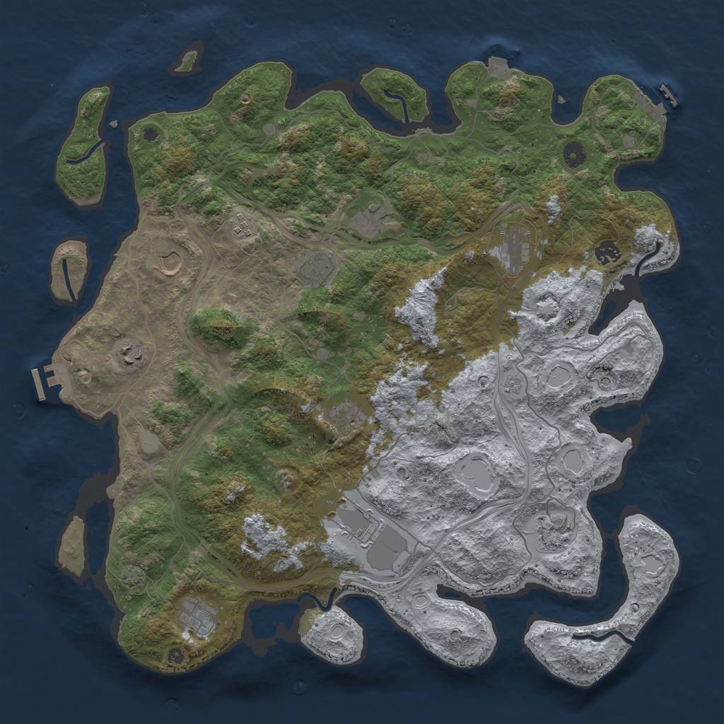 Rust Map: Procedural Map, Size: 4500, Seed: 1885191552, 19 Monuments