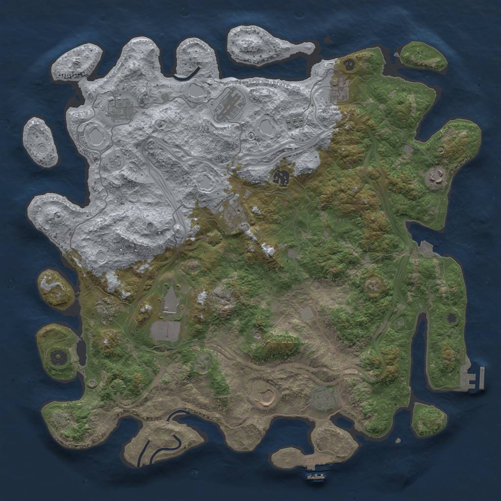 Rust Map: Procedural Map, Size: 4500, Seed: 1201437724, 19 Monuments